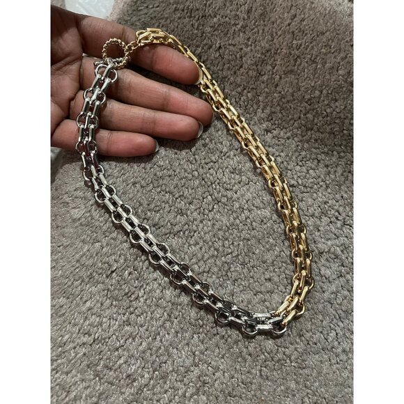 Chunky gold necklace choker silver & gold Link big chain curb statement necklace - Picture 2 of 3